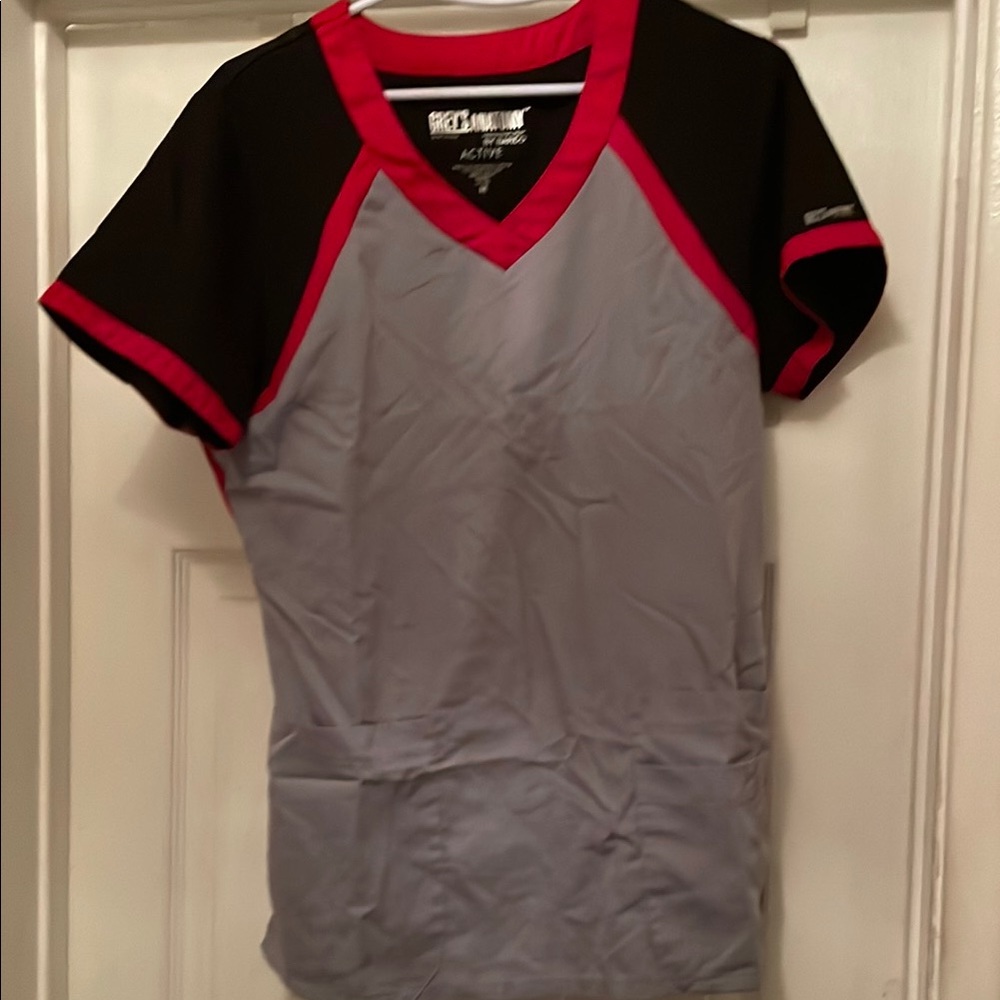Grey’s Anatomy Active Scrub Top V-Neck Shirt - Black and Gray